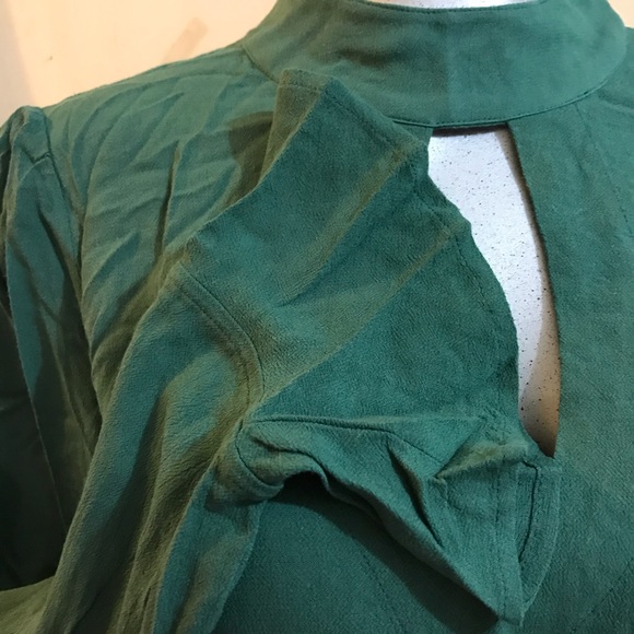 Bell Sleeve Fairy Blouse Top Mock Neck Lightweight Fairycore Keyhole Back Forest - Picture 10 of 10